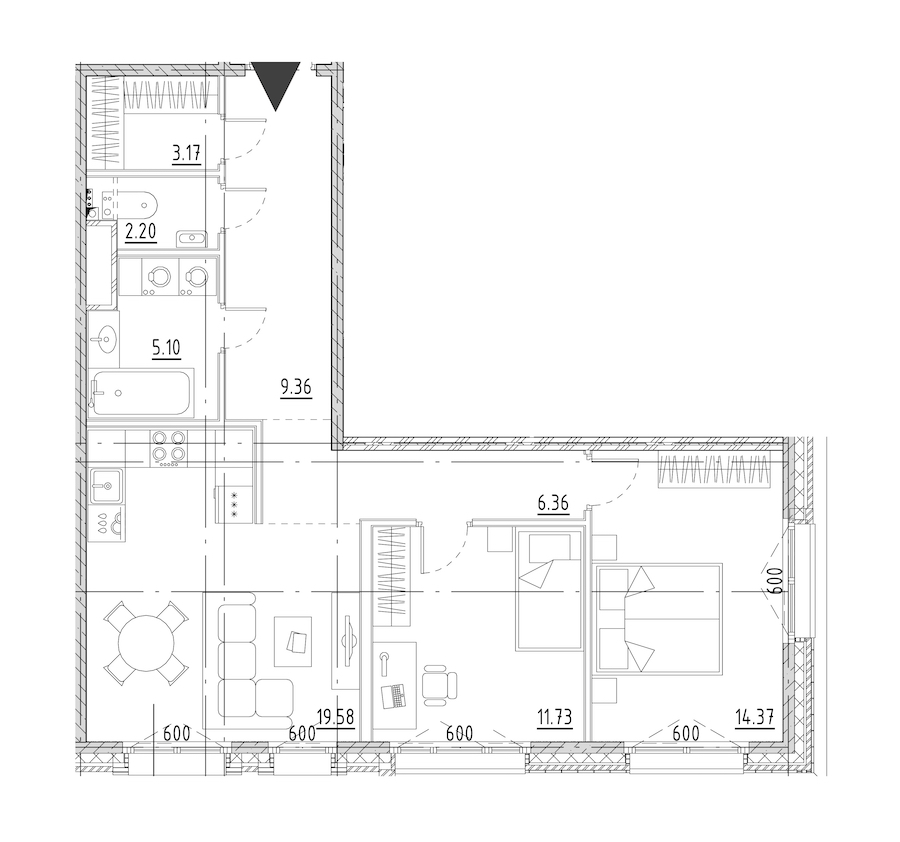 2-комнатная квартира 71.87 м², 3/9 эт., ЖК «LEGENDA Малоохтинский 68»